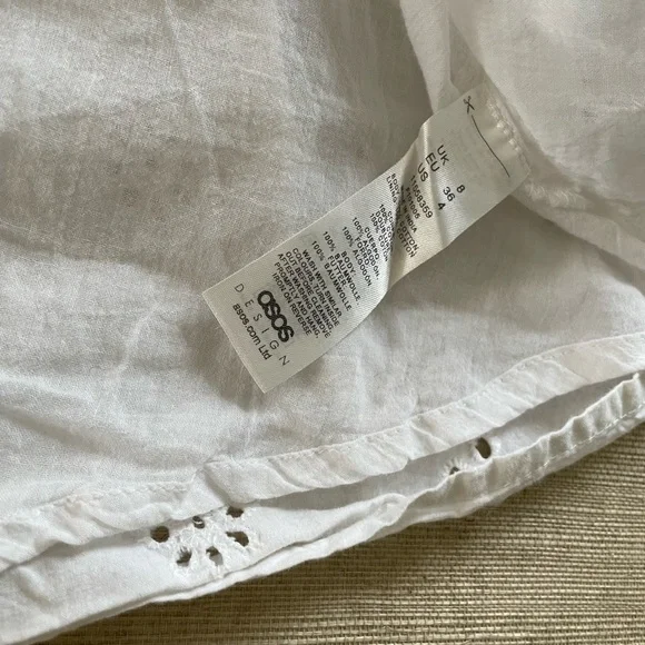 ASOS White Eyelet Detail long sleeve mini dress - Picture 5 of 5